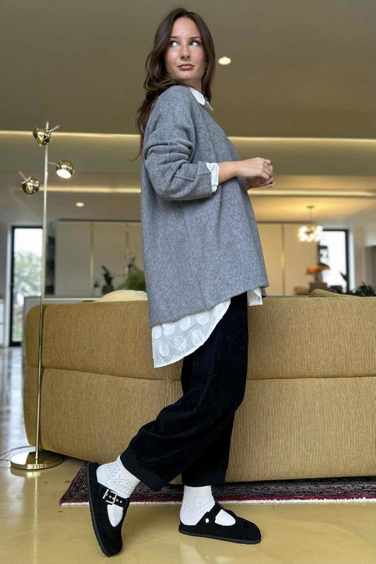 Conrad Oversized Boxy Knit Mid Grey